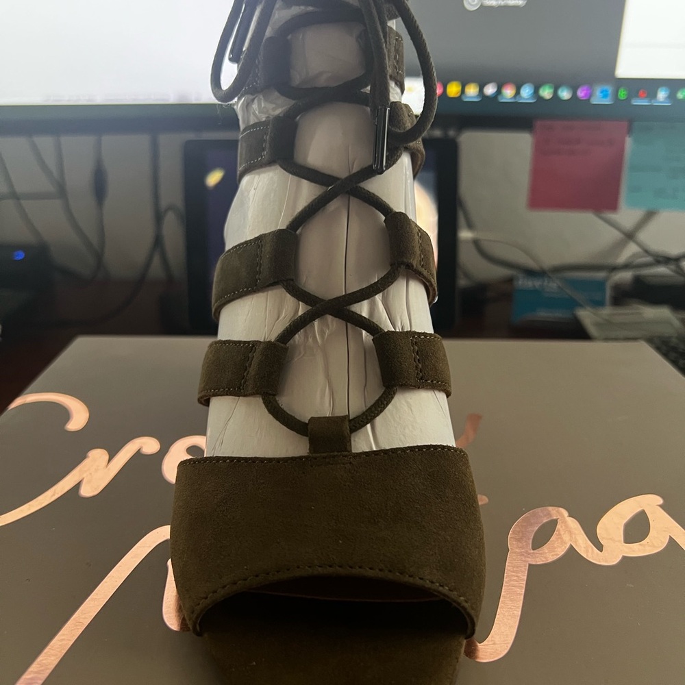 Crown Vintage Olive Lace-Up Heels